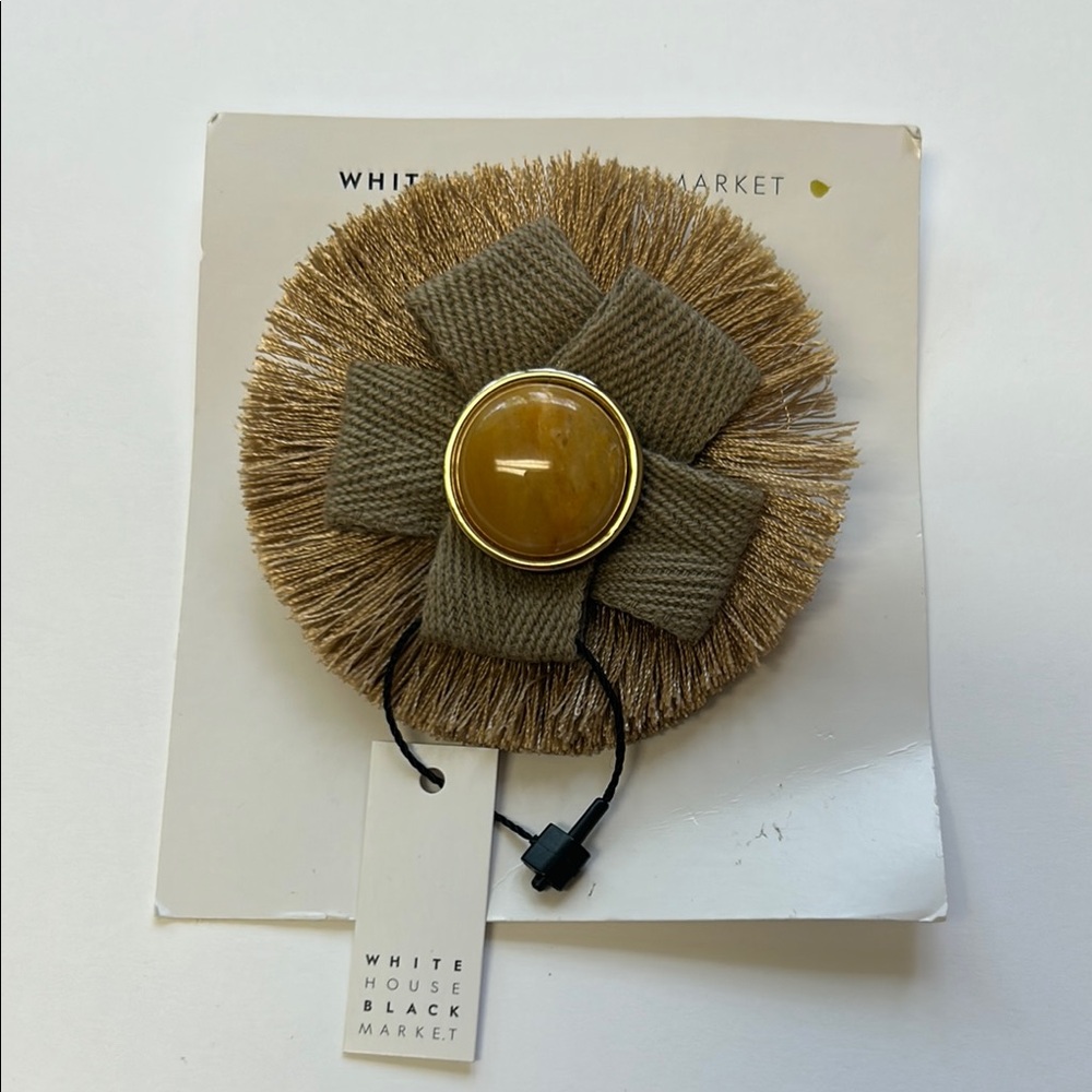NWT White House Black Market Gold and Tan Brooch
